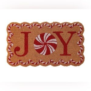 NEW Festive 'Joy' Coir Doormat with Candy Cane Design